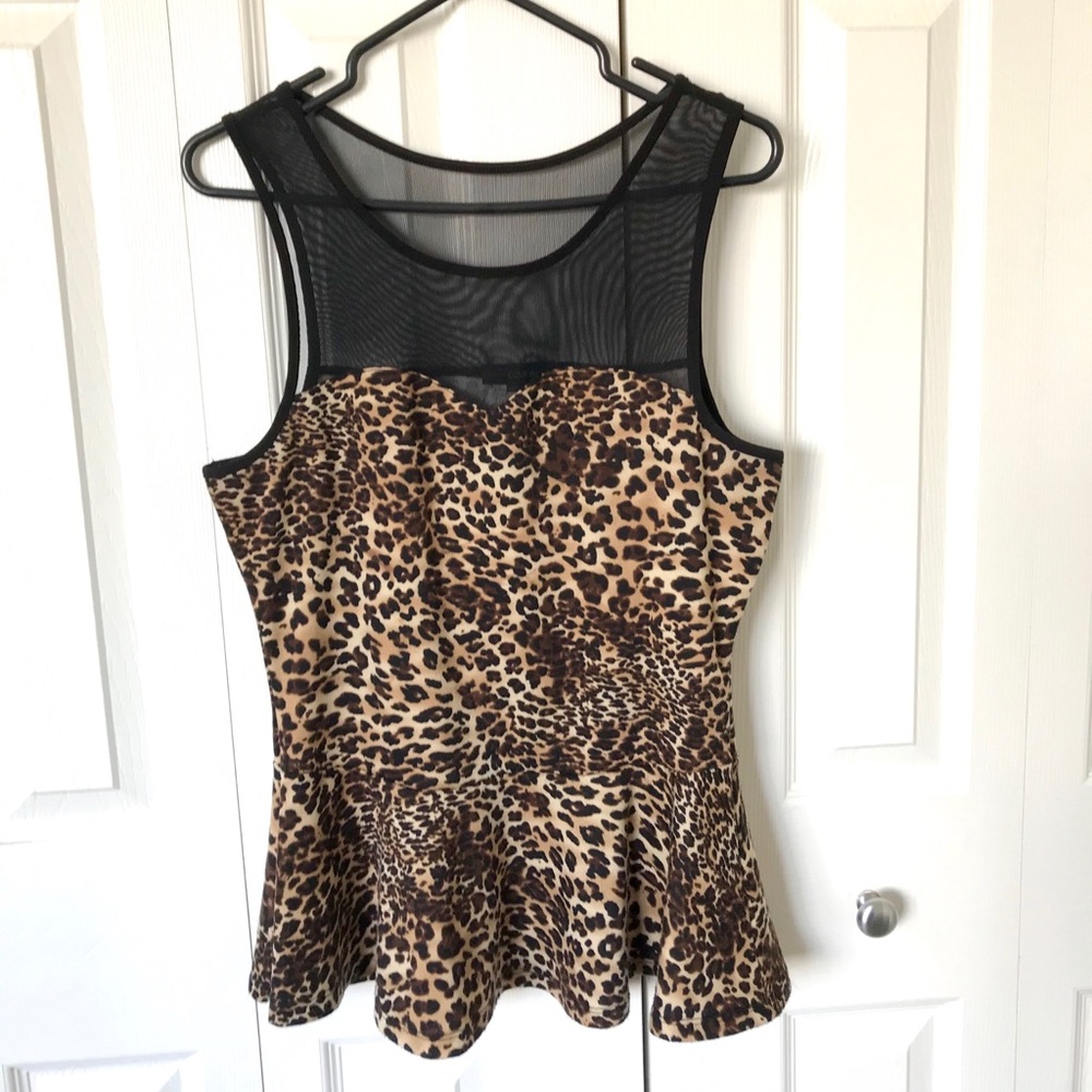 Candy Couture sheer and leopard flared top